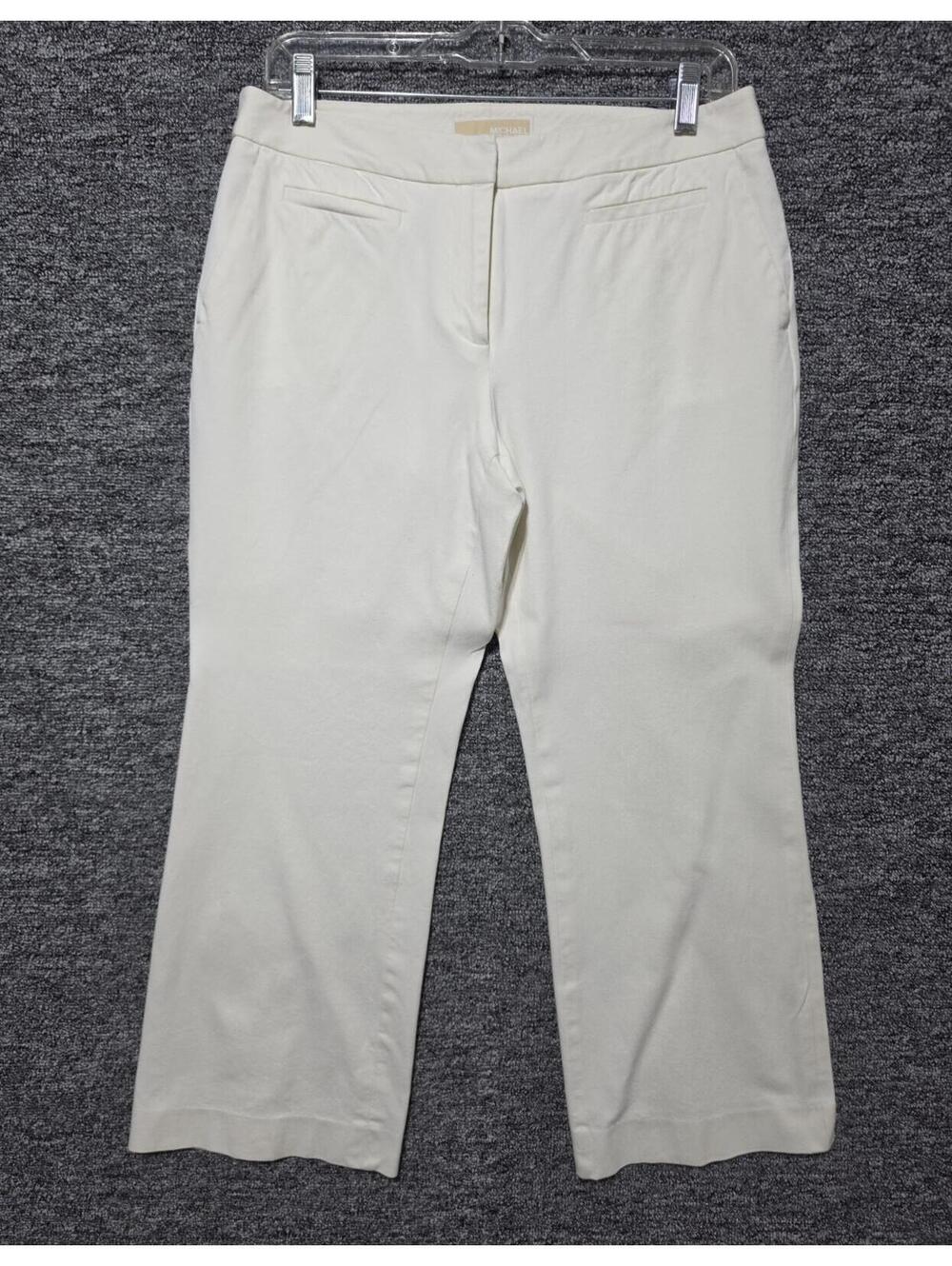 MICHAEL Michael Kors White Twill Women's Dress Pants Straight Mid Rise 26"